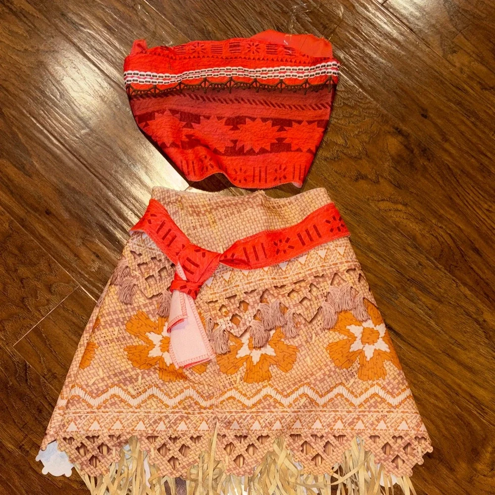 Disneys Moana Costume Red and Orange Two-Piece Skirt Set 4-6x